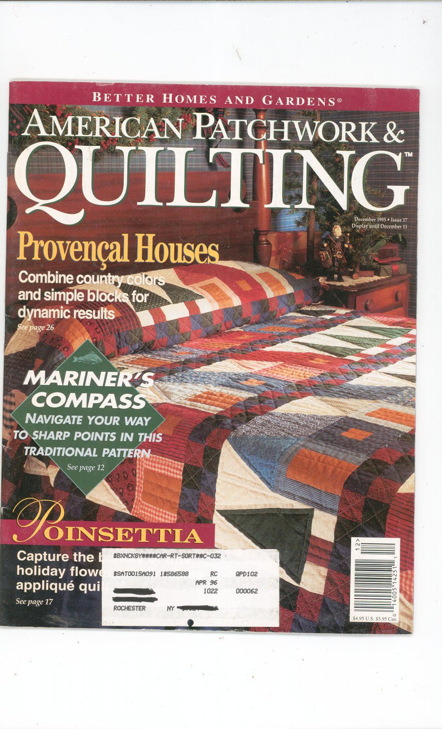 Better Homes And Gardens American Patchwork And Quilting Back Issue December 1995 With Pattern