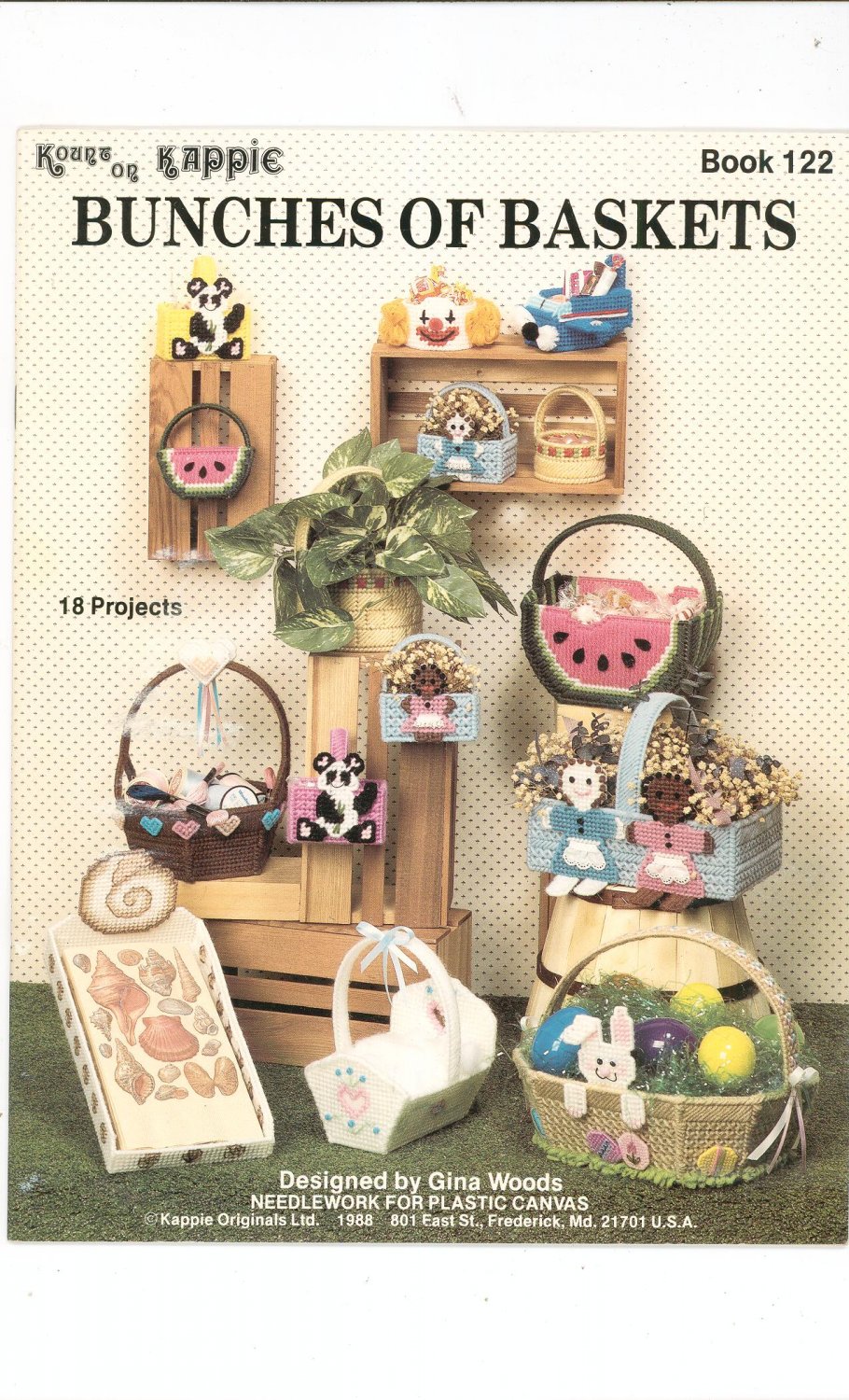 Bunches Of Baskets by Gina Woods Book 122 Needlework For Plastic Canvas Craft