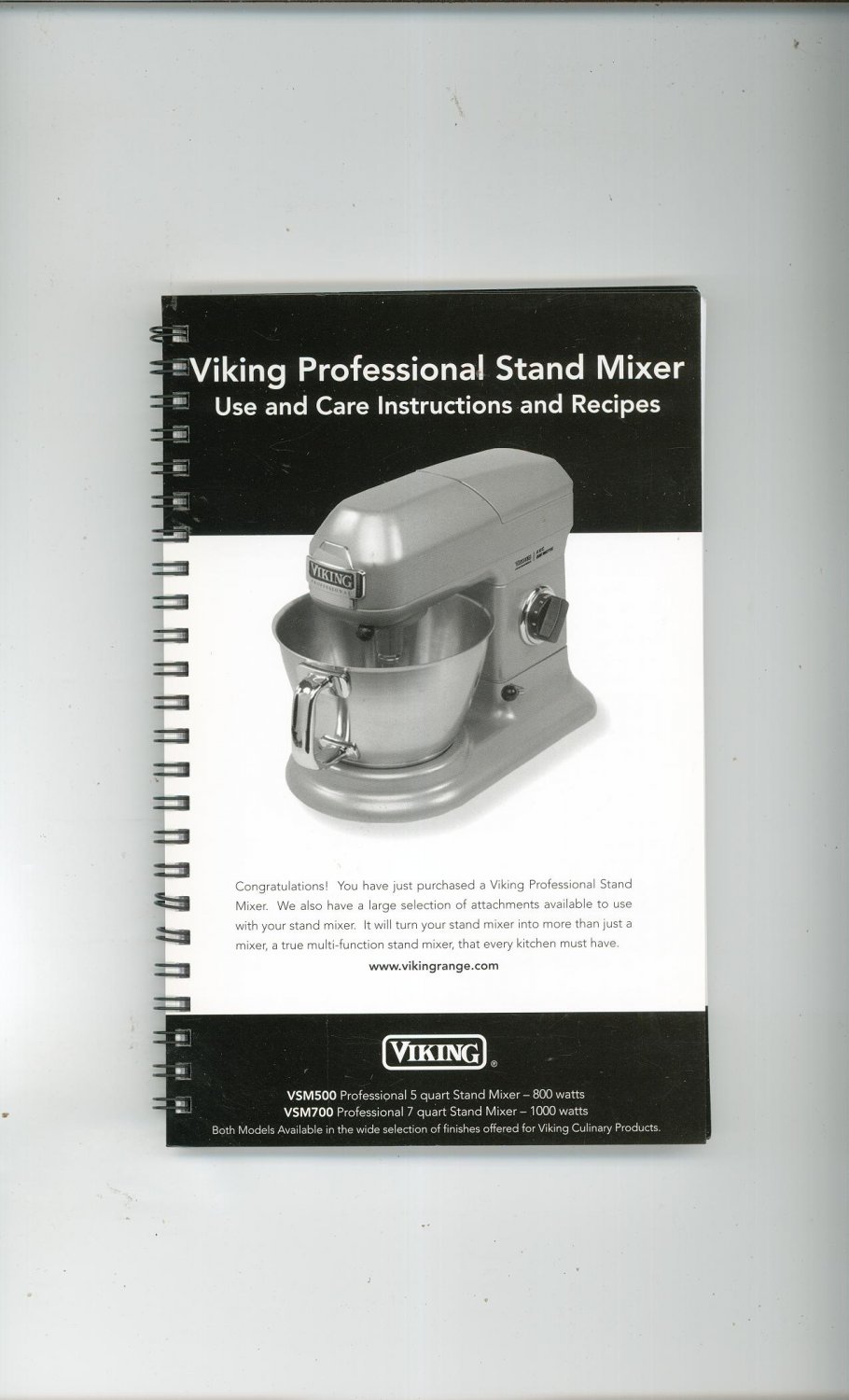 Viking Professional Stand Mixer Instructions & Cookbook VSM500 & VSM700
