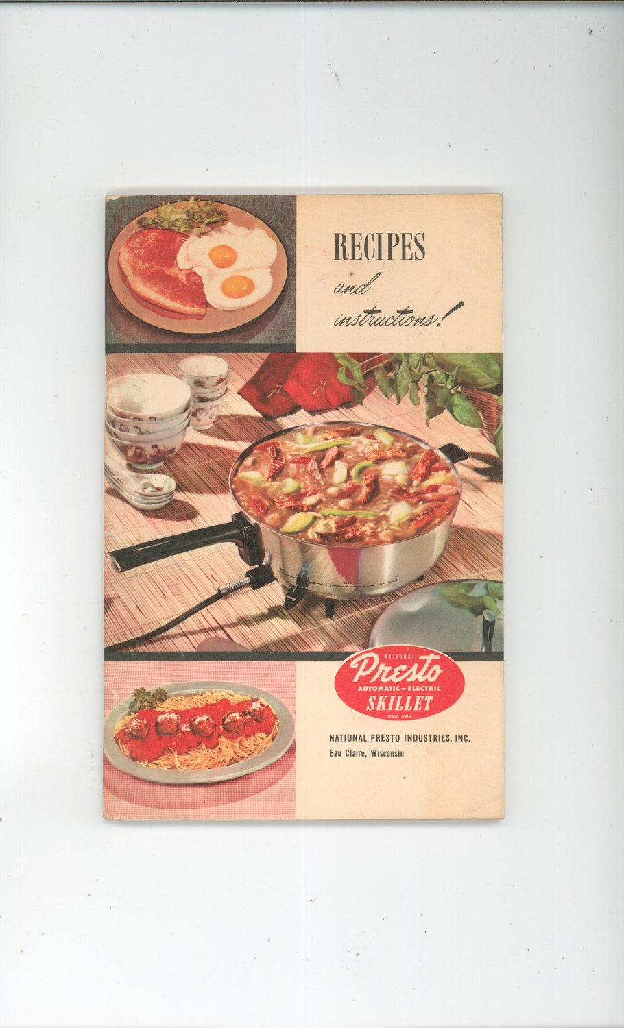 Recipes And Instructions Presto Automatic Electric Skillet Vintage 1954