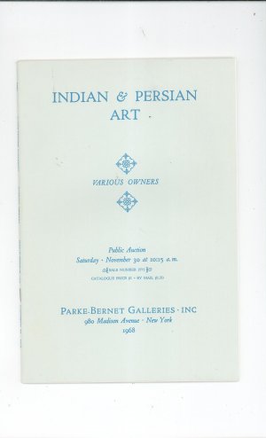 Parke Bernet Galleries Indian & Persian Art Catalog November 1968