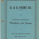B & D Frame Company Vintage Catalog 1959 Mouldings & Frames
