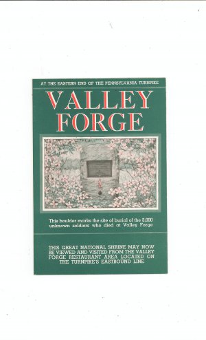 Valley Forge Pennsylvania Fold Out Travel Brochure / Guide Vintage