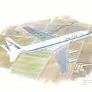 Vintage McDonnell Douglas DC-8 Airplane Print United Airlines Collector Series 1980