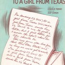 I'm Sending X's To A Girl From Texas by Tobias & Simon Sheet Music Vintage