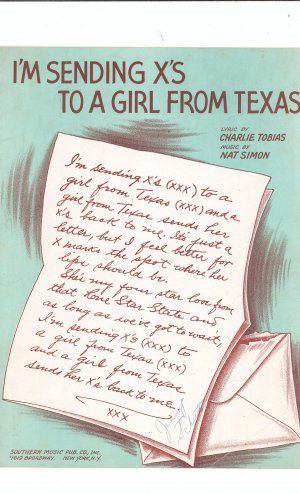 I'm Sending X's To A Girl From Texas by Tobias & Simon Sheet Music Vintage