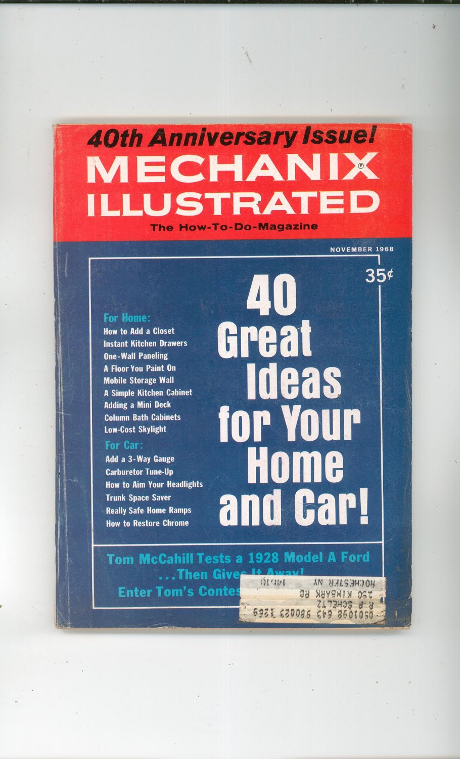 Mechanix Illustrated Magazine November 1968 Vintage 40th Anniversary Issue