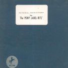 Pictorial Instructions For The Pony Label Rite Manual New Jersey Machine Vintage 1970
