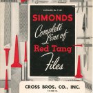 Simonds Complete Line Of Red Tang Files Catalog Number F-100 Vintage 1959