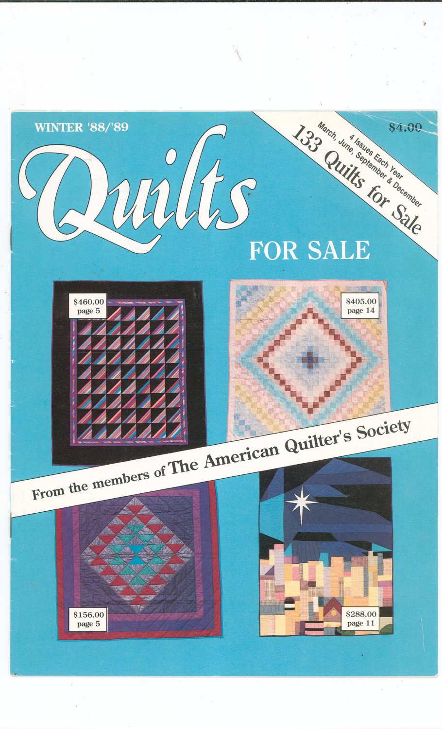 Lot Of 4 Quilts For Sale Magazine The American Quilter's Society 1988