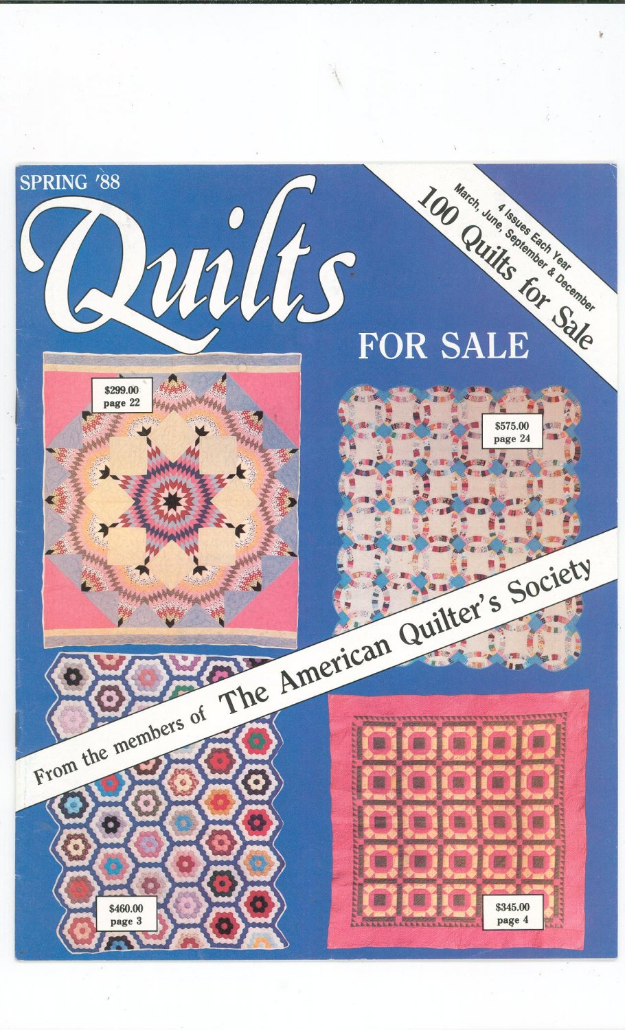 Lot Of 4 Quilts For Sale Magazine The American Quilter's Society 1988