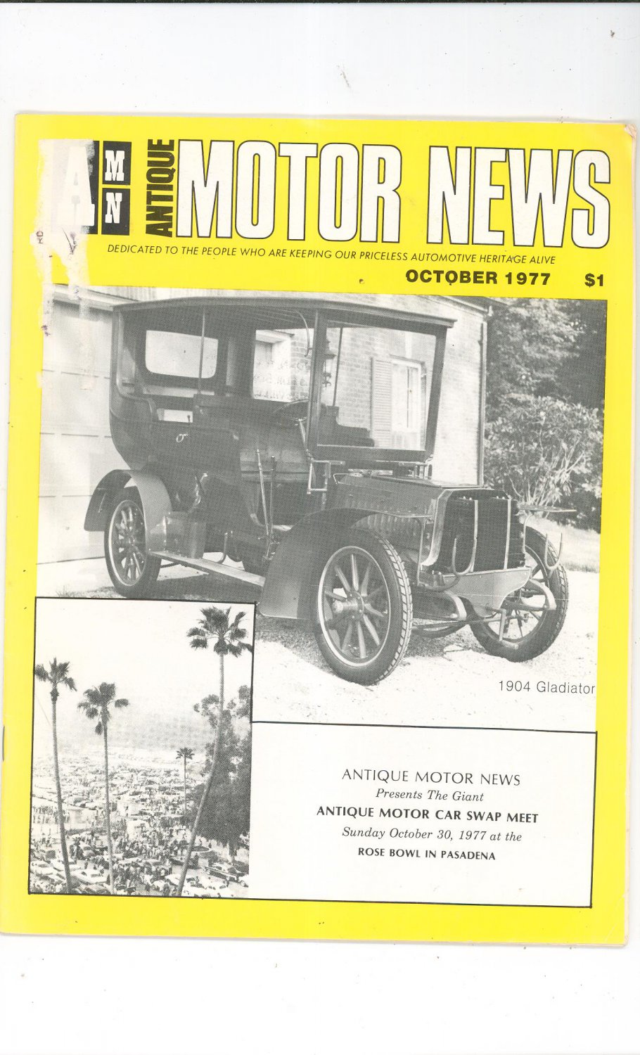 Antique Motor News Magazine October 1977 Vintage Back Issue 1904 Gladiator