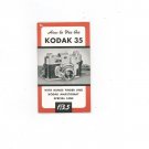 Vintage How To Use The Kodak 35 Camera Instruction With Price List Manual f/3.5 Not PDF