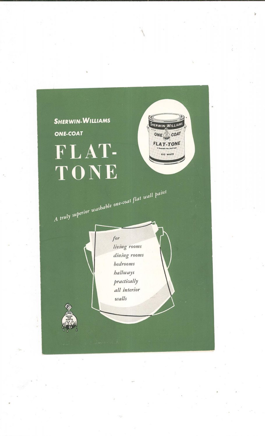 Vintage Sherwin Williams One Coat Flat Tone Paint Brochure 1952