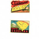 Lindgren Turner Lot Of 2 Vintage Decal South Carolina Tennessee With Original Envelopes
