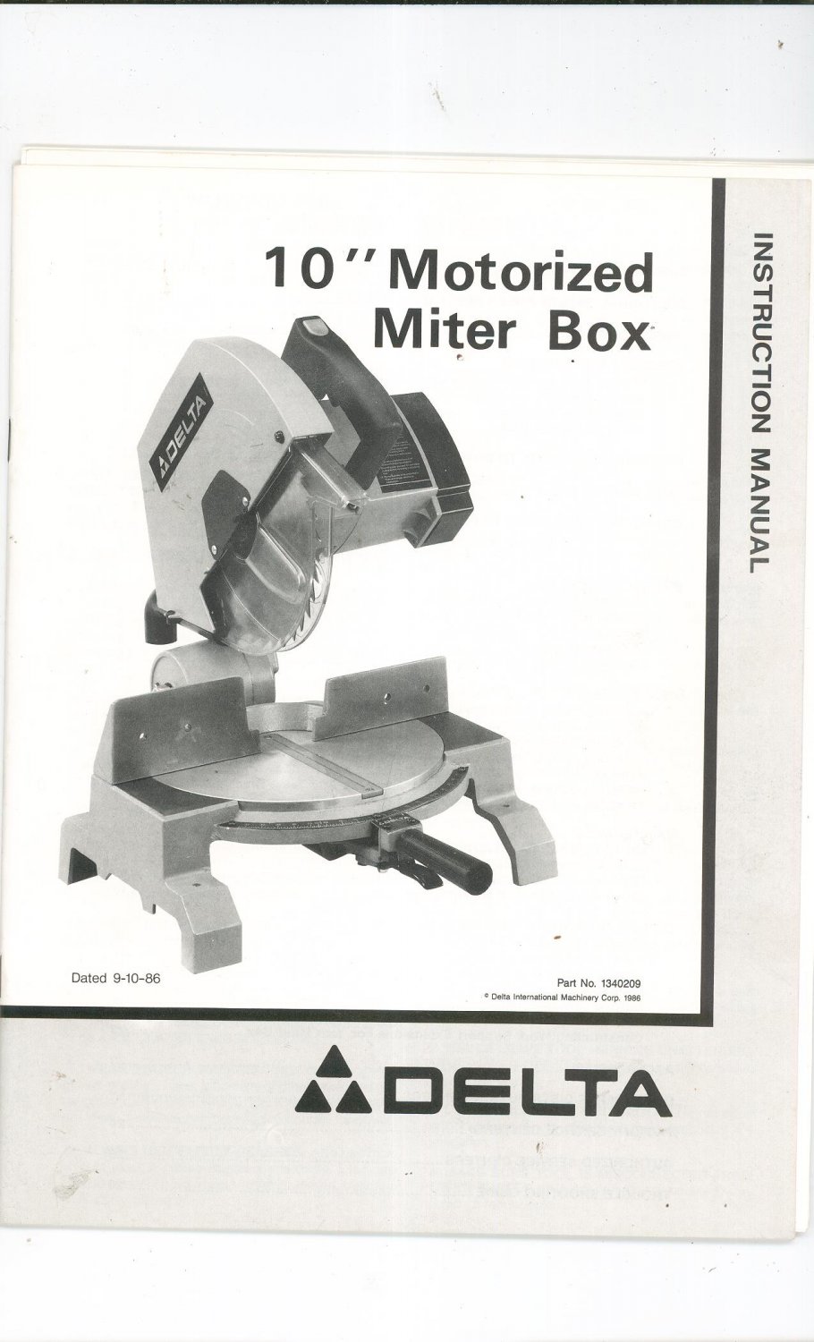 Delta 10 Inch Motorized Miter Box Instruction Manual 34080