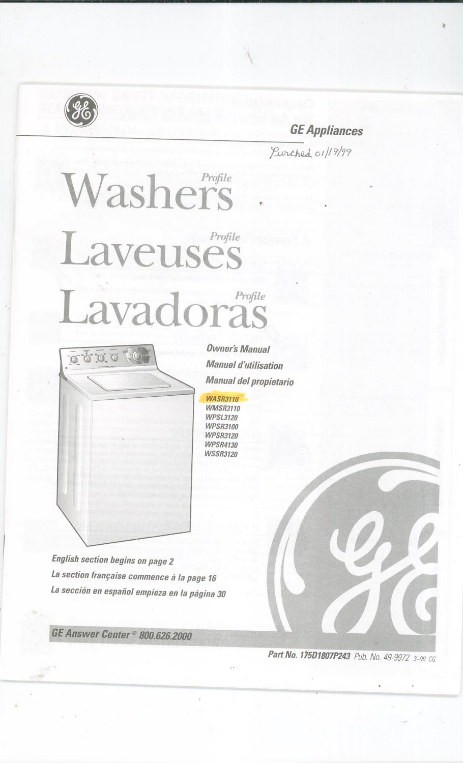 Ge Profile Washer Manual