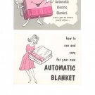 Vintage Automatic Electric Blanket User Manual / Pamphlets