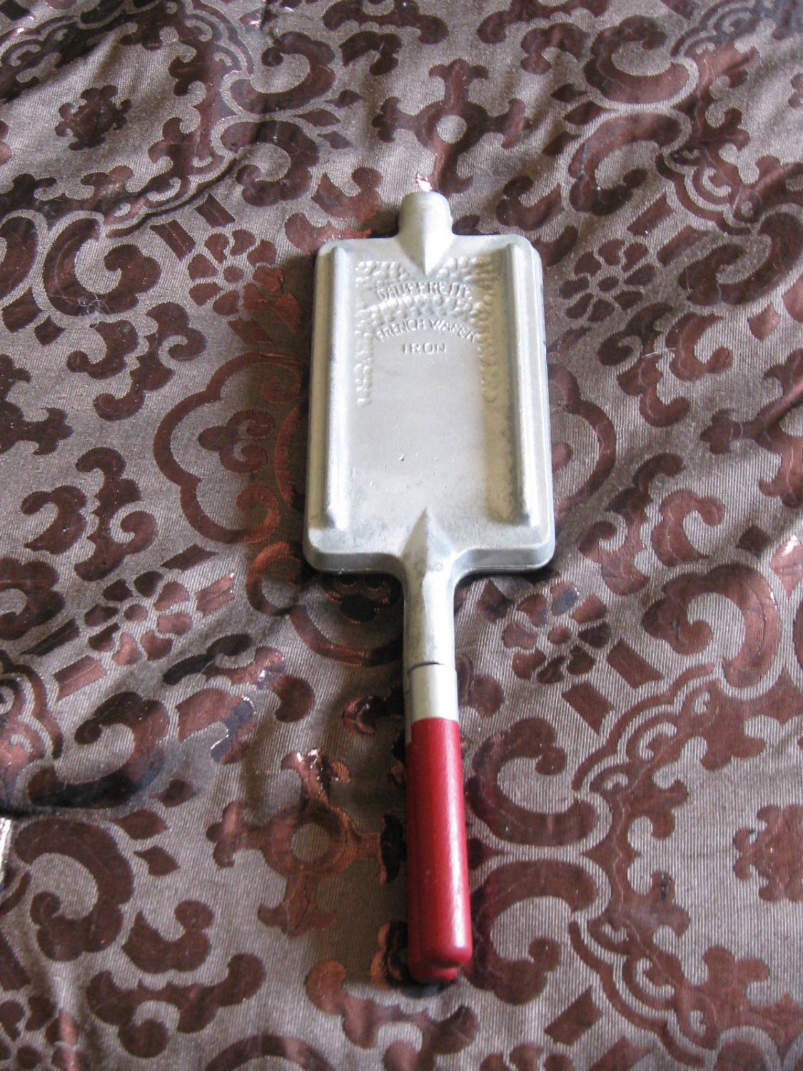 Vintage Gauffrette French Wafer Iron by Nordic Ware Wood Handles Nice