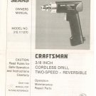 Craftsman Two Speed Cordless 3/8 In. Cordless Drill Model 315.111270 Manual Not PDF