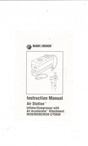 Black Decker Air Station Inflator Compressor 9528 Instruction