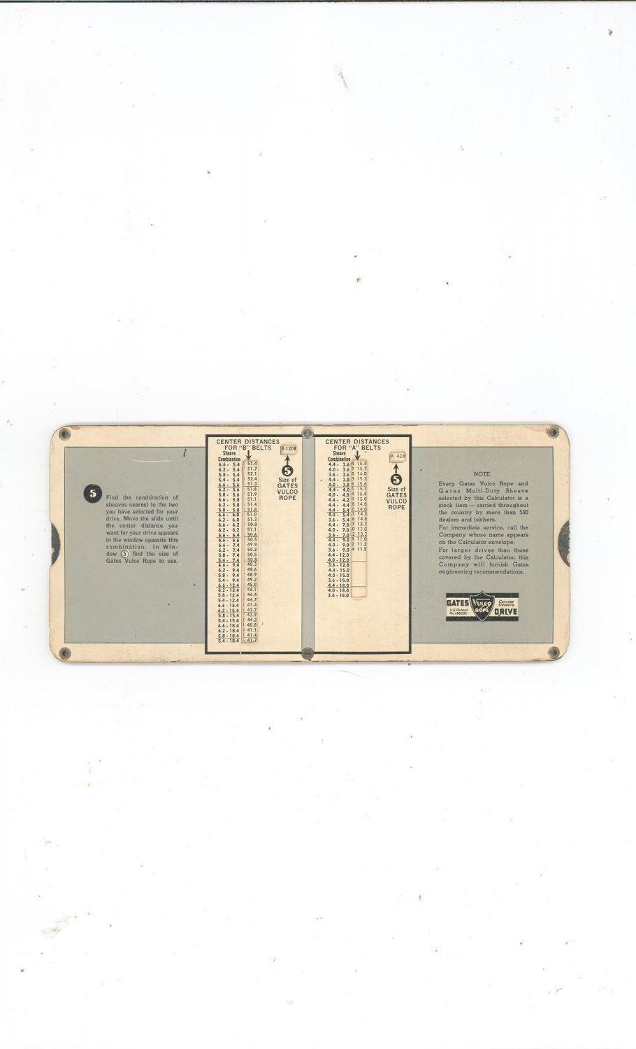 Vintage Gates Lightning Calculator V Belt Drives Gates Rubber Company
