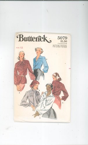 Butterick Blouse Pattern Size 12 Number 5079