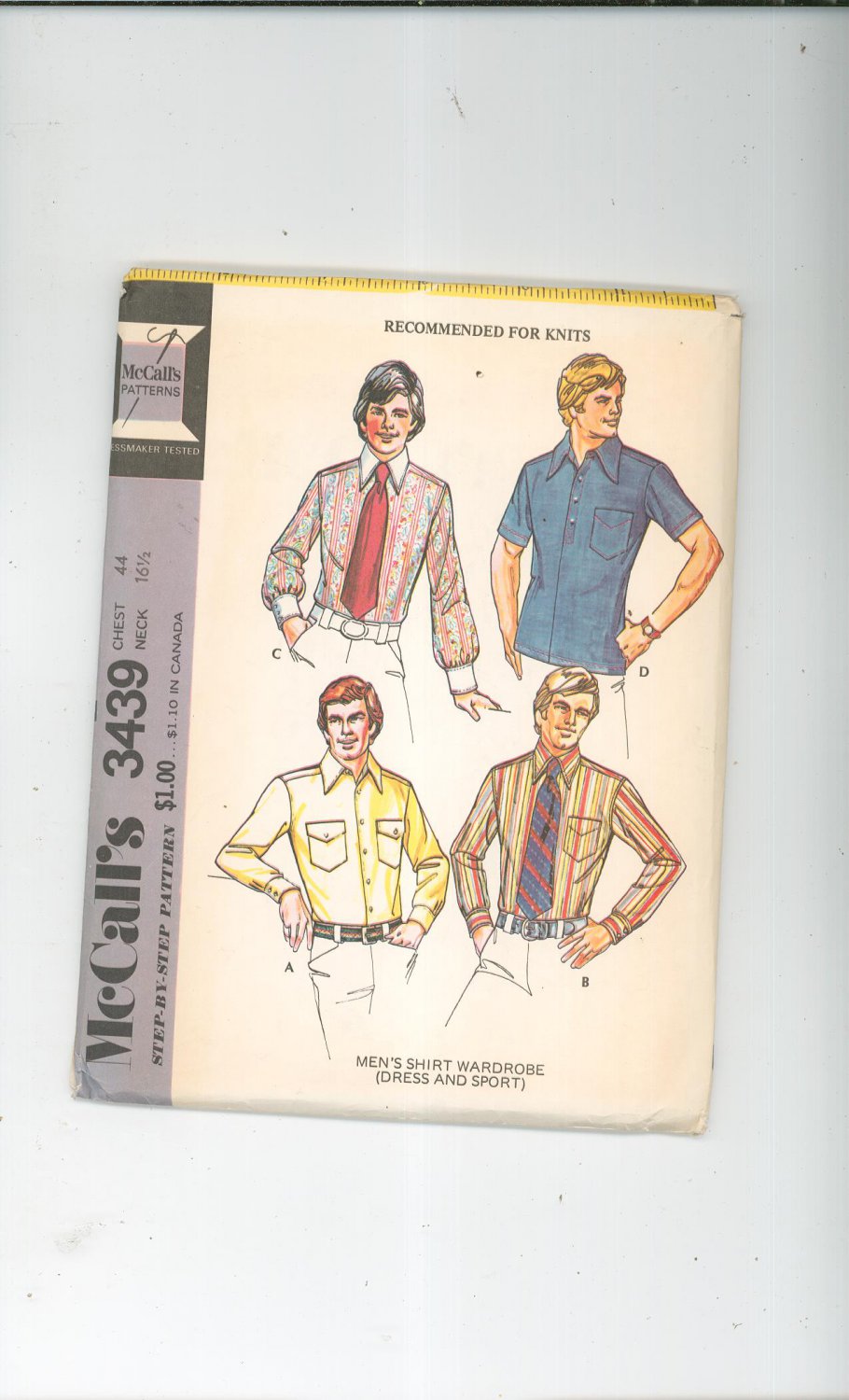 McCall's Men's Dress & Sport Shirt Pattern Number 3439 Chest 44 Neck 16 ...