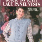 Leisure Arts Quick To Knit Lace Panel Vests Leaflet 476 Kay Meadors