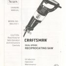 Sears Craftsman Dual Speed Reciprocating Saw Model 900 27211 Owners Manual