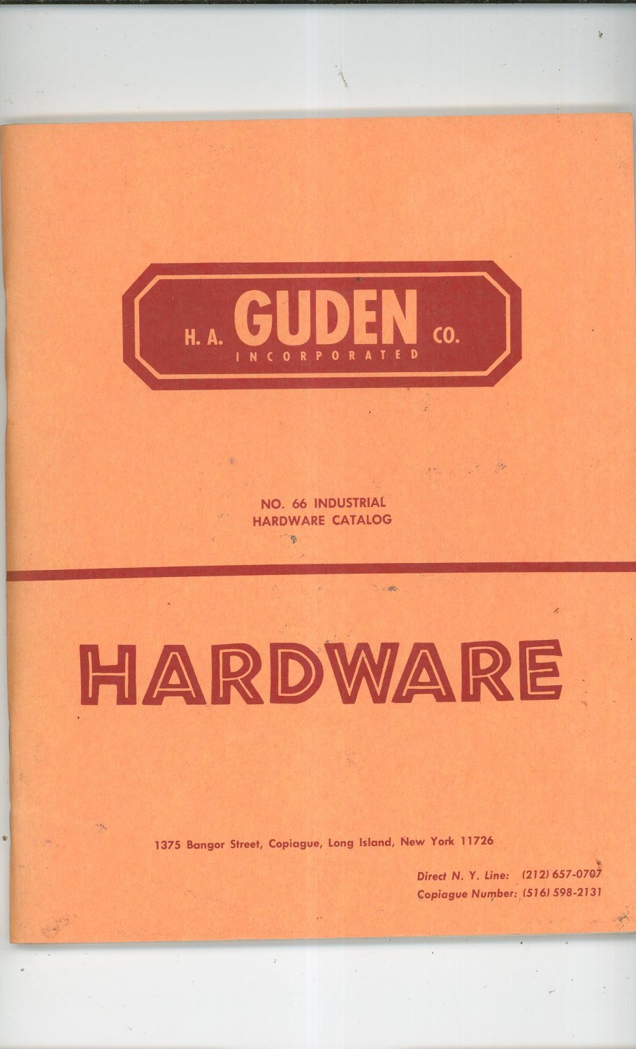 Vintage H A Guden Industrial Hardware Catalog Number 66