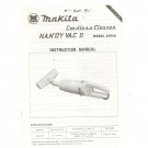 Makita Cordless Cleaner Handy Vac II Model 4071D Instruction Manual Not PDF