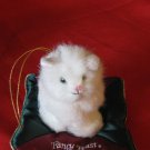Fancy Feast 1999 Christmas Ornaments Cat Sitting on Pillow With Box