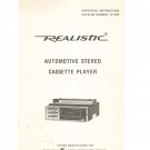 Vintage Realistic Automotive Stereo Cassette Player Operating Instructions 12-1822