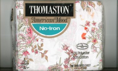 Thomaston American Mood One Twin Fitted Sheet Pink Flowers In Package