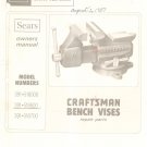 Sears Craftsman Bench Vises Owners Manual / Repair Parts List 391.518600 Not PDF
