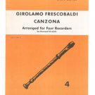 Girolamo Frescobaldi Canzona Sheet Music Arranged For Four Recorders Krainis