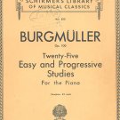 Burgmuller Op. 100 Volume 500 Schirmers Library Musical Classics Vintage