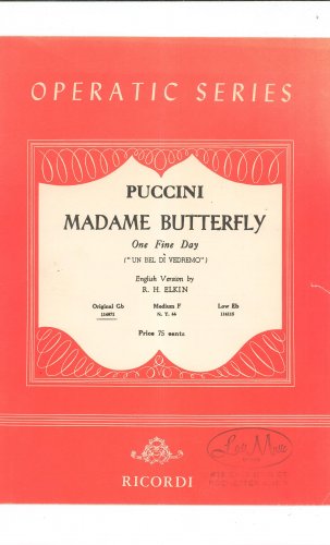 Puccini Madame Butterfly One Fine Day Gb Sheet Music Vintage Elkin Colombo Operatic Series