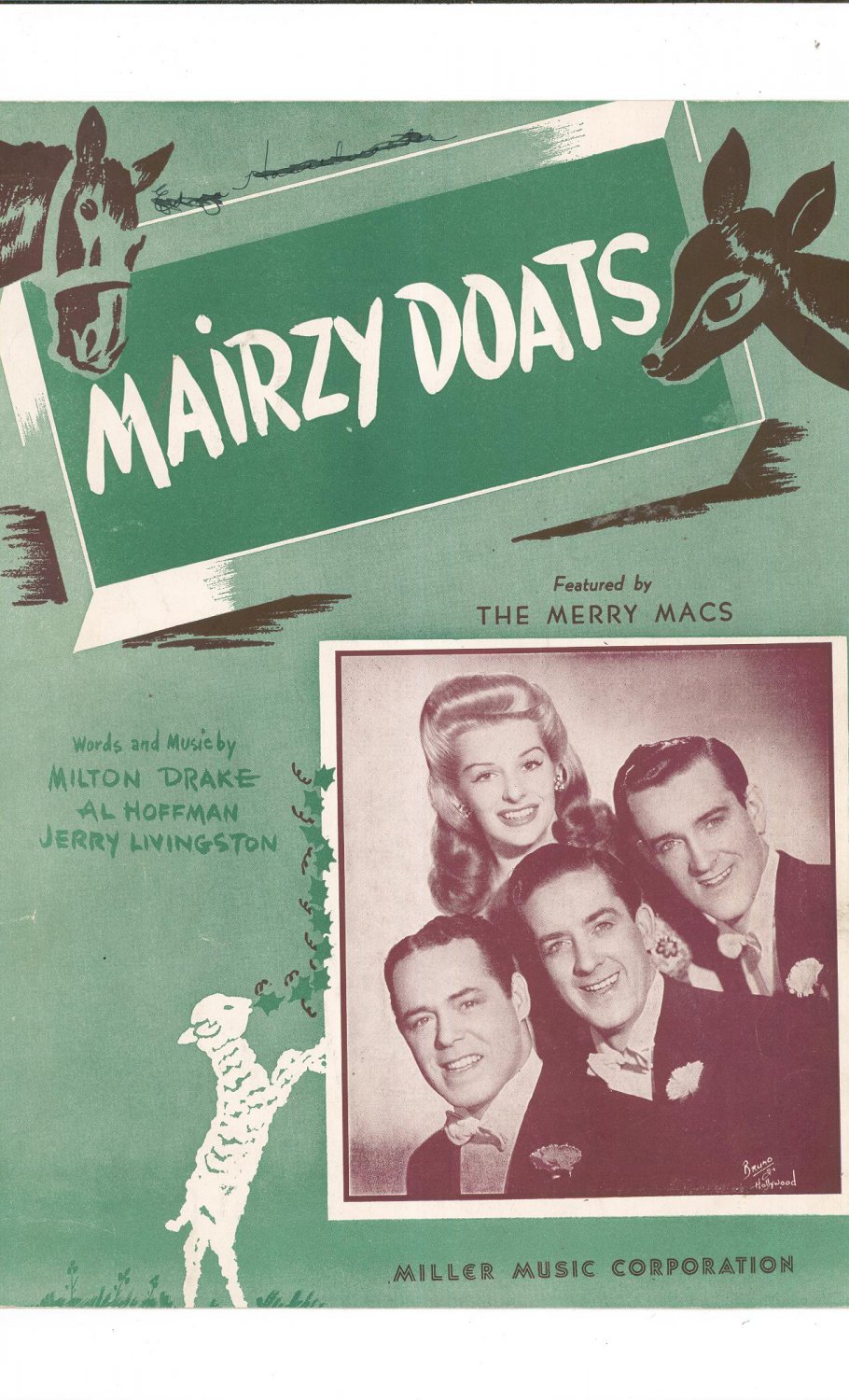 Mairzy Doats Drake Hoffman Livingston Merry Macs On Cover Sheet Music ...