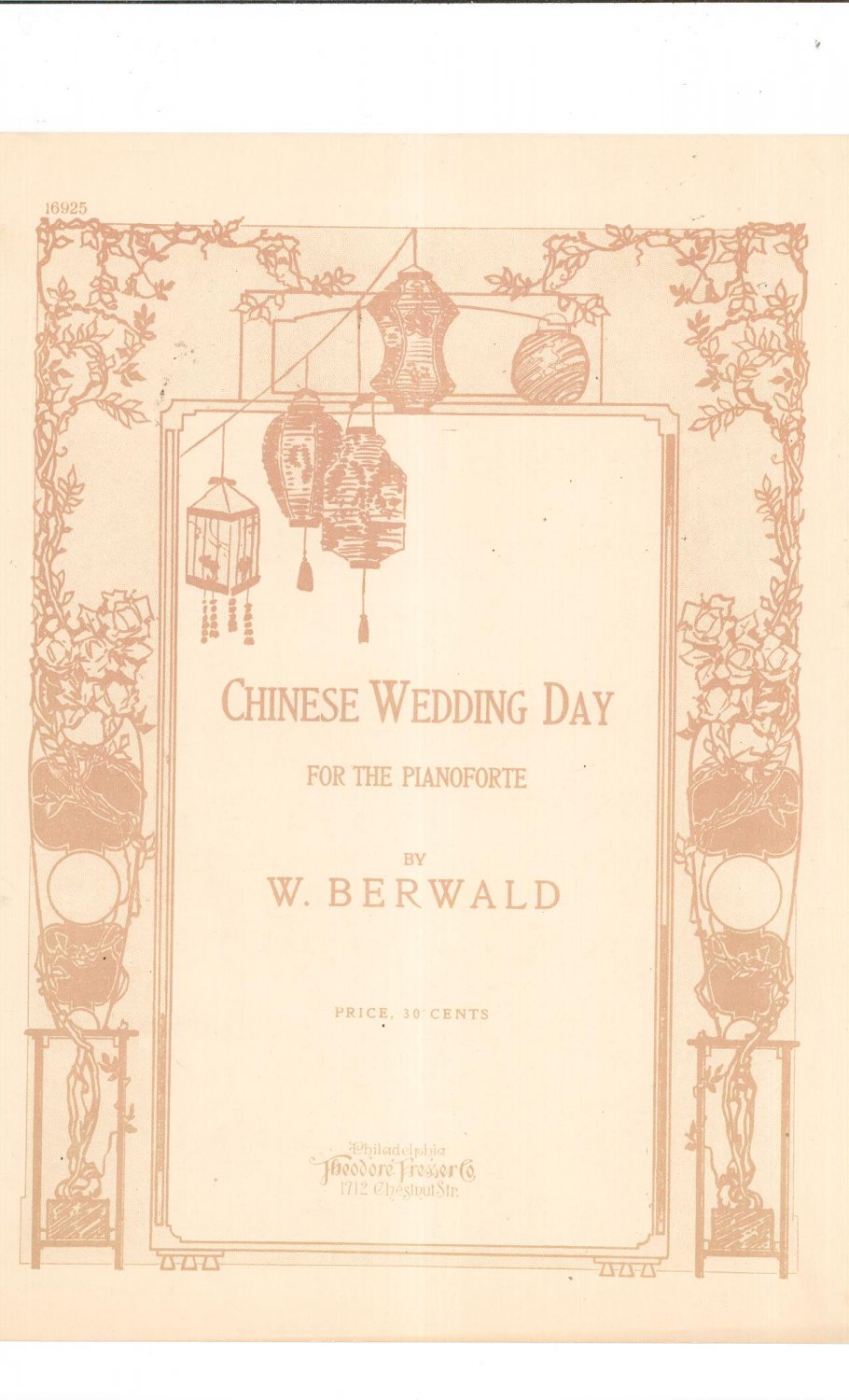 Vintage Chinese Wedding Day Berwald Sheet Music For Pianoforte
