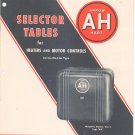 Vintage Arrow Hart Selector Tables For Heaters & Motor Controls Across Line Catalog