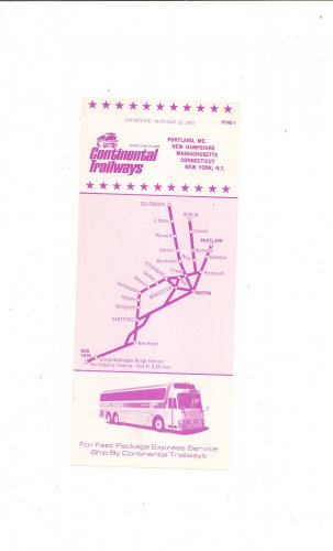Vintage Continental Trailways Timetable CTNE-1 NY CT MA NH ME 1975 Not PDF