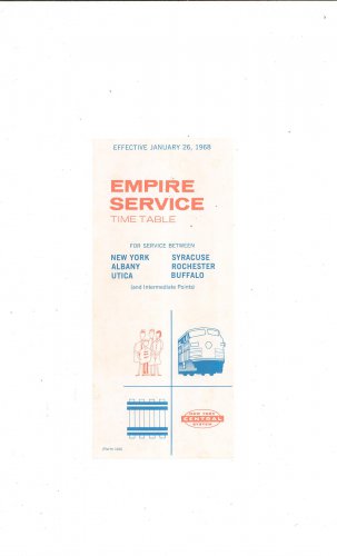 Vintage Empire Service Time Table 1968 Train