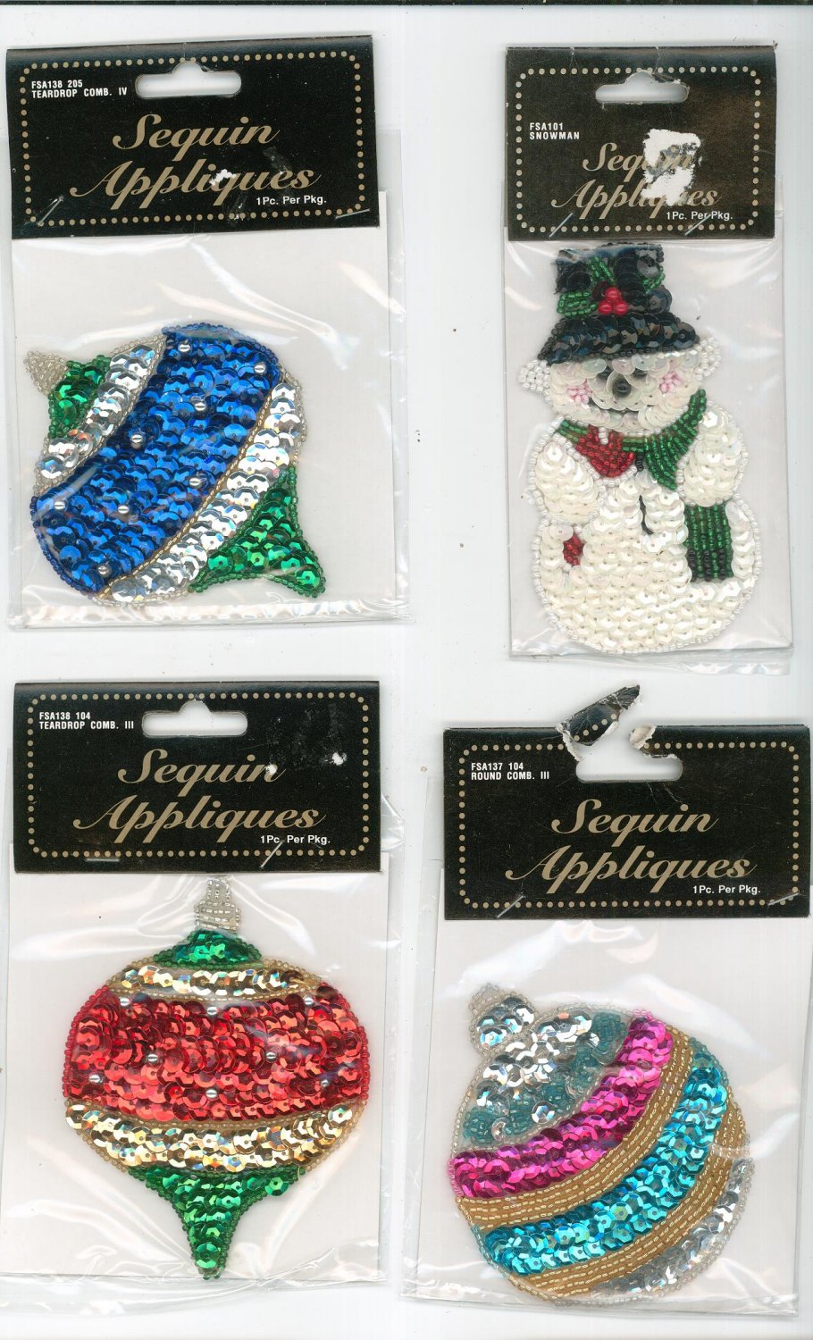 Lot Of 9 Assorted Sequin Appliques Christmas Themed In Packages