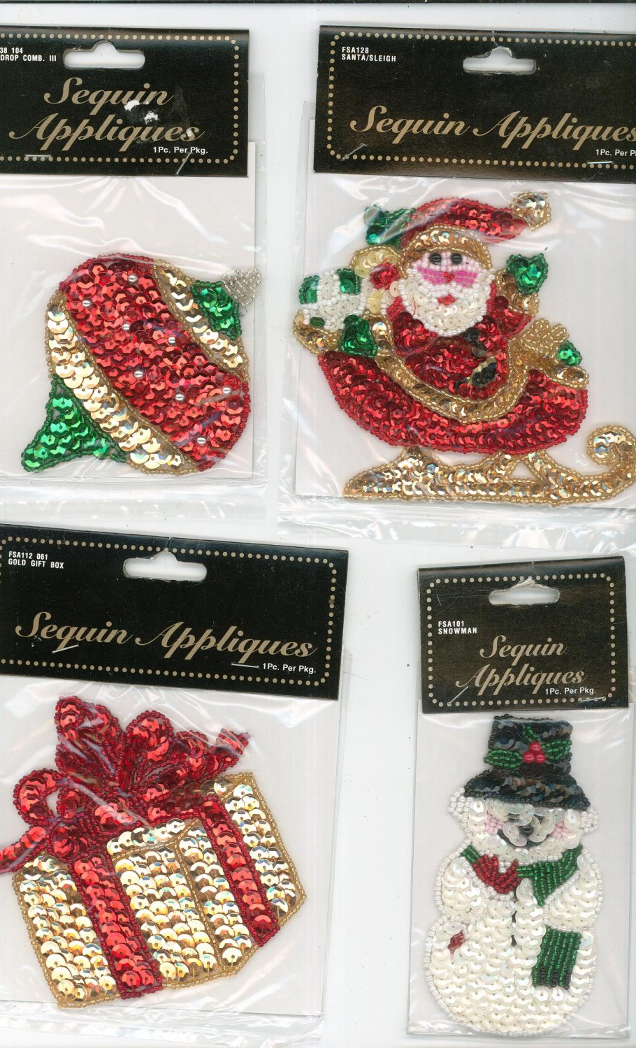 Lot Of 9 Assorted Sequin Appliques Christmas Themed In Packages