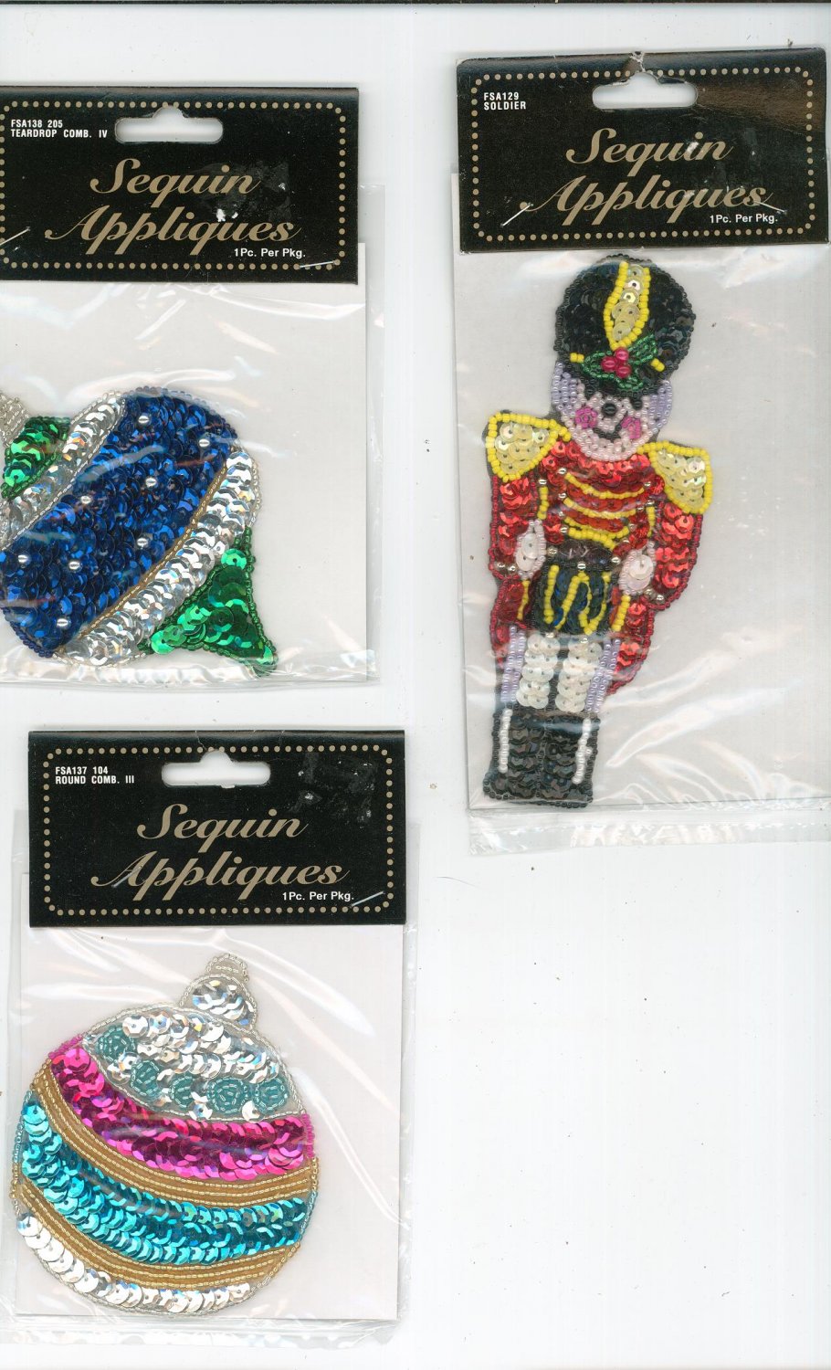 Lot Of 9 Assorted Sequin Appliques Christmas Themed In Packages