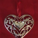 Lenox Heart Ornament Silver Plate Sparkle And Scroll