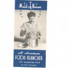 Vintage Maid Of Honor Food Blancher Advertising Information Brochure Sears Roebuck