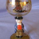 Goebel Black Forest Man Wine Glass / Goblet Cut Grapes And Leaves Accented With Gold